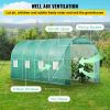 VEVOR Walk-in Tunnel Greenhouse, 15 x 7 x 7 ft Portable Plant Hot House w/ Galvanized Steel Hoops, 1 Top Beam, Diagonal Poles, Zippered Door & 8 Roll-